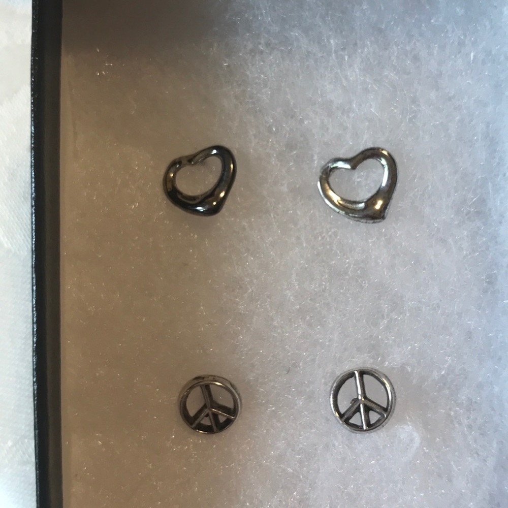 Sterling silver peace sign & heart set
